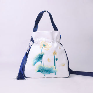 Buddha Gift Suzhou Embroidery Rabbit Lotus Epiphyllum Peony Magnolia Silk Tote Crossbody Bag Shoulder Bag Handbag