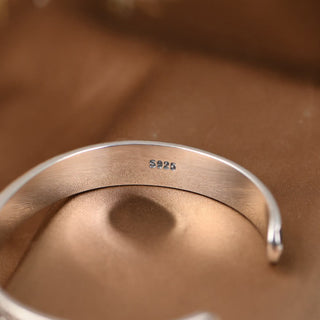 Buddha Gift 925 Sterling Silver Om Mani Padme Hum Double Dorje Engraved Wisdom Cuff Bracelet Bangle