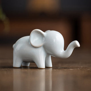 Buddha Gift Small Ceramic Elephant Home Tea Pet Figurine Desk Decoration