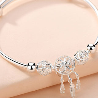 Buddha Gift Tibetan White Copper Blessing Dream Catcher Charm Bracelet