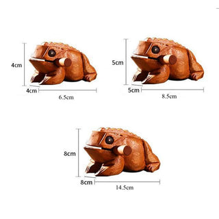 Buddha Gift Handcrafted FengShui Wealth Luck Frog Mini Wooden Croaking Frog Guiro Decoration