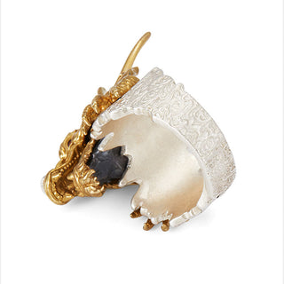 Buddha Gift 925 Sterling Silver Dragon Luck Success Protection Adjustable Ring Pendant