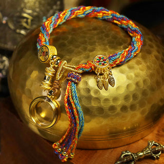 Buddha Gift Tibetan Om Mani Padme Hum Dreamcatcher Luck Colorful Reincarnation Knot String Bracelet