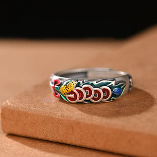 Buddha Gift Feng Shui Five Emperor Coins Wealth Ring