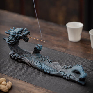 Buddha Gift Dragon Protection Ceramic Stick Incense Burner Decoration