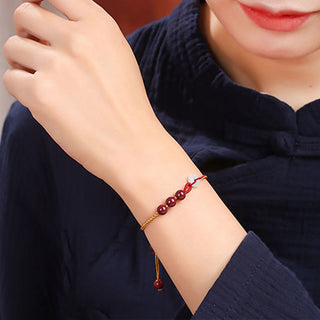 Buddha Gift Natural Cinnabar Jade Peace Buckle Blessing Bracelet