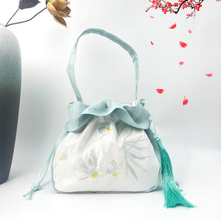 Buddha Gift Suzhou Embroidery Camellia Magnolia Peony Lotus Silk Tote Crossbody Bag Shoulder Bag Handbag