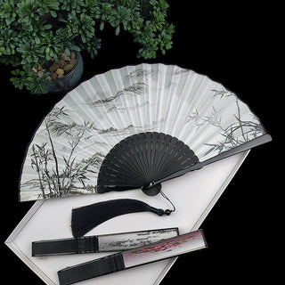 Buddha Gift Vintage Bamboo Peony Butterfly Lotus Handheld Silk Folding Fan With Bamboo Frames