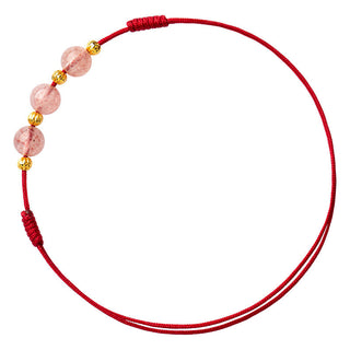 Buddha Gift Strawberry Crystal Beads Luck Red String Anklet