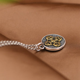 Buddha Gift 925 Sterling Silver Double Dorje Vajra Blessing Necklace Pendant