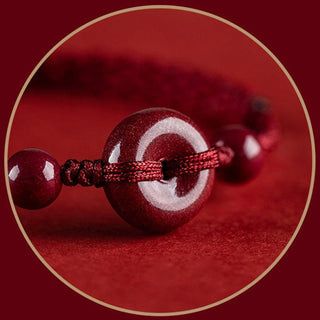 Buddha Gift Handmade Cinnabar Peace Buckle Safe and Healthy Charm Blessing String Bracelet Anklet