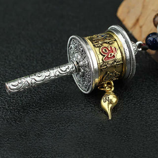 Buddha Gift Tibetan Om Mani Padme Hum Prayer Wheel Rotation Vajra Wood Necklace Pendant