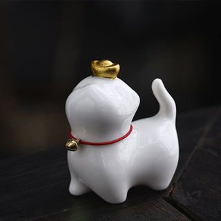 Buddha Gift Mini Lucky Cat Ingot Tea Pet Ceramic Home Desk Figurine Decoration