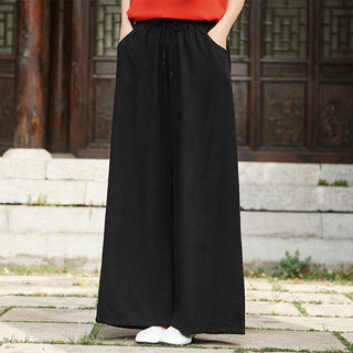 Buddha Gift Plain Wide Leg Pants Dance Women's Yoga Pants With Pockets