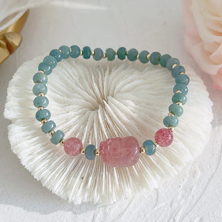 Buddha Gift Natural Hetian Jade Pearl Peace Buckle Fu Character Gourd Money Bag Strawberry Quartz PiXiu Luck Bracelet