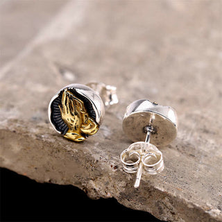 Buddha Gift 925 Sterling Silver Namaste Equality Stud Earrings