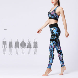 Buddha Gift 2Pcs Sunflower Flowers Leaves Print Top Pants Sports Fitness Yoga Women's Yoga Sets