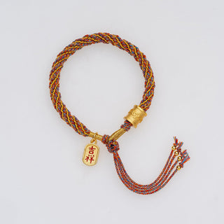 Buddha Gift Handmade Multicolored Tibetan Om Mani Padme Hum Ruyi Auspicious Charm Braided Bracelet