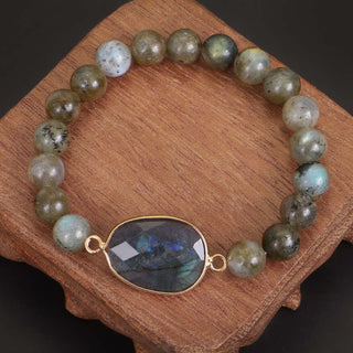 Buddha Gift Natural Labradorite Moonstone Support Healing Beaded Bracelet