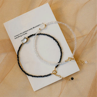Buddha Gift 14K Gold Plated Black Spinel White Crystal Cute Cat Tridacna Stone Healing Bracelet