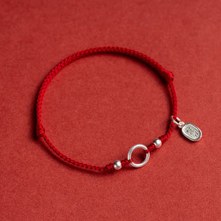 Buddha Gift 925 Sterling Silver Lucky Fortune Peace Joy Lotus Peace Buckle Red String Bracelet