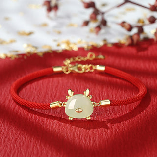 Buddha Gift 925 Sterling Silver Year of the Dragon Natural Hetian Jade Red Agate Cute Dragon Protection Success Bracelet Necklace Pendant Earrings