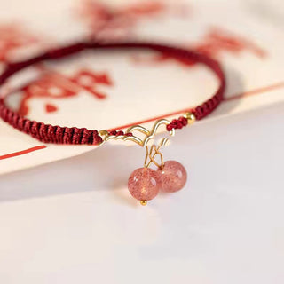 Buddha Gift Natural Strawberry Quartz Amethyst Green Phantom Bead Positive Bracelet