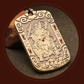 Buddha Gift God of Wealth Zhao Gongming Copper Protection Necklace Pendant Key Chain