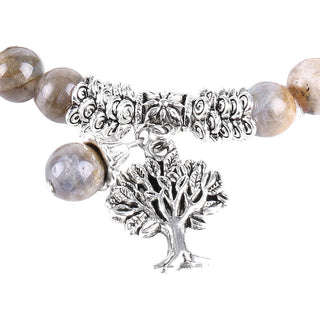 Buddha Gift Natural Gemstone Tree of Life Lucky Charm Stretch Bracelet