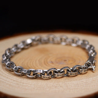 Buddha Gift 925 Sterling Silver Om Mani Padme Hum Carved Design Creativity Metal Bracelet