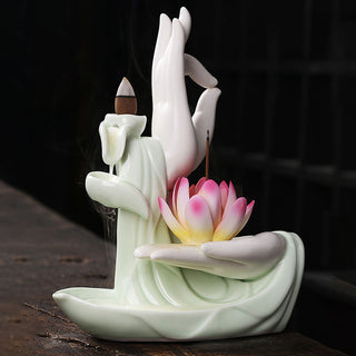 Buddha GiftTibetan Lotus Blessing Incense Burner Decoration
