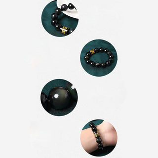 Buddha Gift Rainbow Obsidian Om Mani Padme Hum Swastika Positive Bracelet