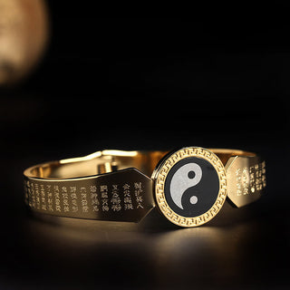 Buddha Gift Yin Yang Lotus Om Mani Padme Hum Mantra Titanium Steel Harmony Bracelet Bangle