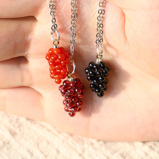 Buddha Gift Natural Garnet Red Agate Black Onyx Protection Necklace Pendant