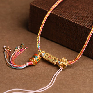 Buddha Gift Colorful String Copper Wealth Necklace Pendant