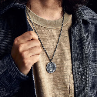 Buddha Gift 990 Sterling Silver Yin Yang Hammer Texture Harmony Necklace Pendant