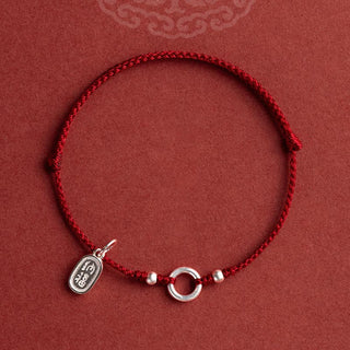 Buddha Gift 925 Sterling Silver Lucky Fortune Peace Joy Lotus Peace Buckle Red String Bracelet