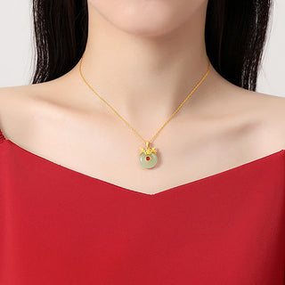 Buddha Gift 925 Sterling Silver Hetian Jade Chinese Zodiac Year of the Dragon Red Agate Luck Protection Necklace Pendant (Extra 30% Off | USE CODE: FS30)