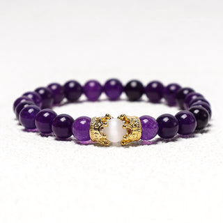 Buddha Gift Natural Stone King&Queen Crown Healing Energy Beads Couple Bracelet