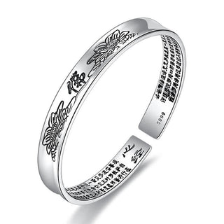 Buddha Gift Heart Sutra Mantra Lotus Peace Copper Cuff Bracelet Bangle