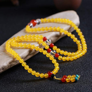 Buddha Gift 108 Mala Beads Yellow Chalcedony Harmony Bracelet
