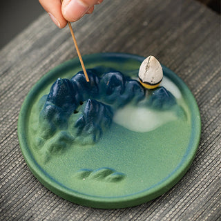 Buddha Gift Creative Mountain River Ceramic Healing Backflow Incense Burner