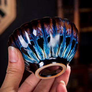 Buddha Gift Lotus Goldfish Auspicious Dragon Phoenix Ceramic Teacup Inlaid Tea Cups 130ml