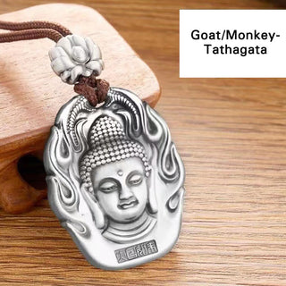 Buddha Gift Chinese Zodiac Natal Buddha Om Mani Padme Hum Lotus Compassion Necklace Pendant