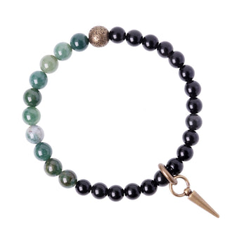 Buddha Gift Black Obsidian Sodalite Crystal Copper Strength Couple Bracelet