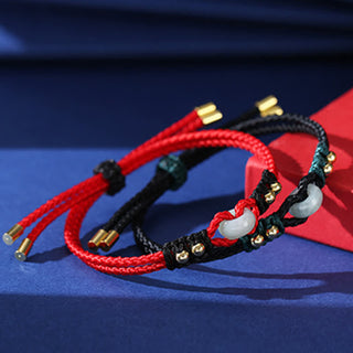 Buddha Gift Round Peace Buckle Jade Abundance Wealth String Bracelet