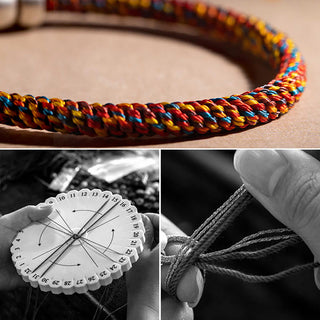 Buddha Gift Handmade Tibetan 925 Sterling Silver Chinese Zodiac Natal Buddha Zakiram Goddess of Wealth Protection Multicolored Rope Braided Bracelet