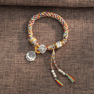 Buddha Gift Handmade Tibetan Om Mani Padme Hum Fu Character Luck Fortune Braided Bracelet