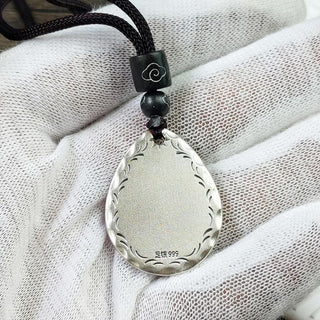 Buddha Gift Vintage 999 Sterling Silver Yin Yang Bagua Water Drop Design Balance Harmony Necklace Pendant