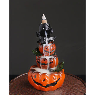 Buddha Gift Halloween Pumpkins Ghost Resin Backflow Smoke Fountain Incense Burner Decoration